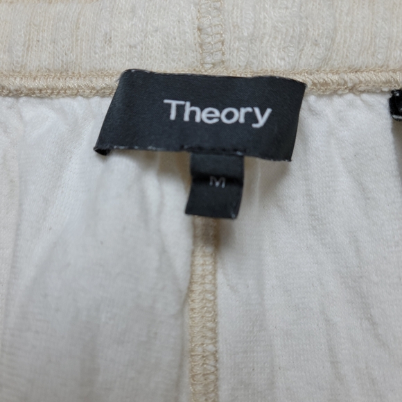 Theory Linen Blend Oatmeal Summer Shorts Size M Lightweight & Chic - Picture 8 of 9